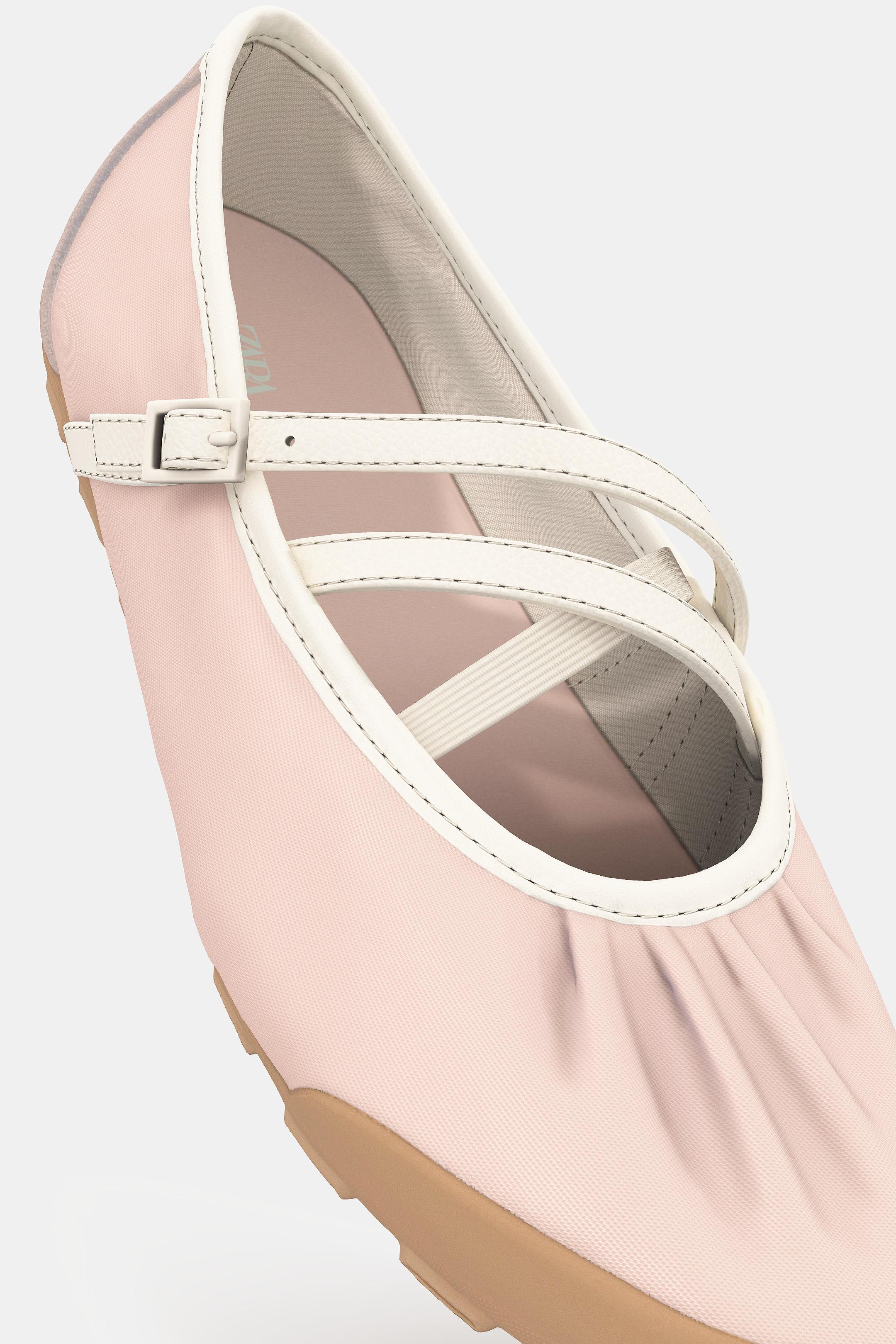 SATIN SPORTS BALLET FLATS - Pink by Zara