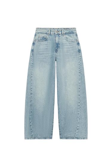 ZW COLLECTION LOOSE BARREL MID-WAIST JEANS - Light blue by Zara
