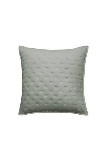 QUILTED CUSHION COVER WITH DOTS - Mid-green by Zara