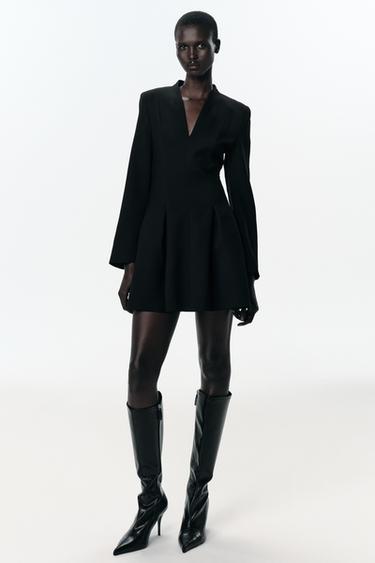 MINI DRESS WITH SHOULDER PADS - Black by Zara