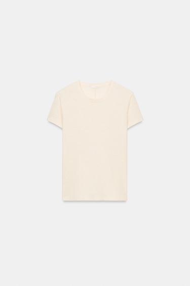 COTTON SHORT SLEEVE T-SHIRT - Ecru by Zara
