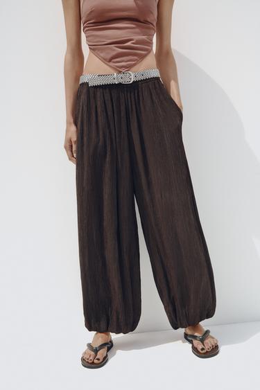TEXTURED BALLOON TROUSERS - Chocolate by Zara
