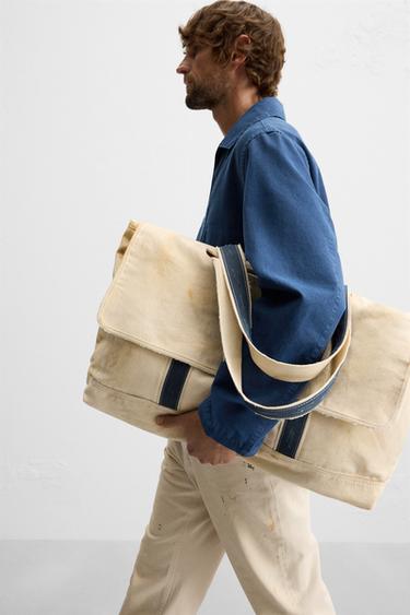 FABRIC SHOPPER BAG - Ecru White by Zara - Image 0