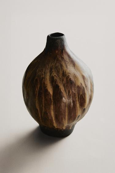 IRREGULAR CERAMIC VASE - Dark yellow by Zara
