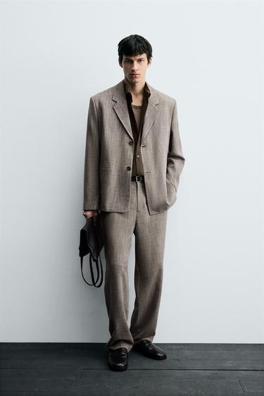 TEXTURED SUIT BLAZER - Light brown by Zara