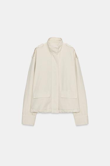 HIGH NECK JACKET - Oyster-white by Zara