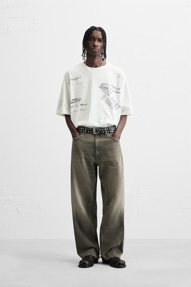 WASHED GRAPHIC T-SHIRT - Ecru by Zara - Image 0