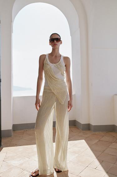 CROCHET TROUSERS - Ecru / Marl by Zara