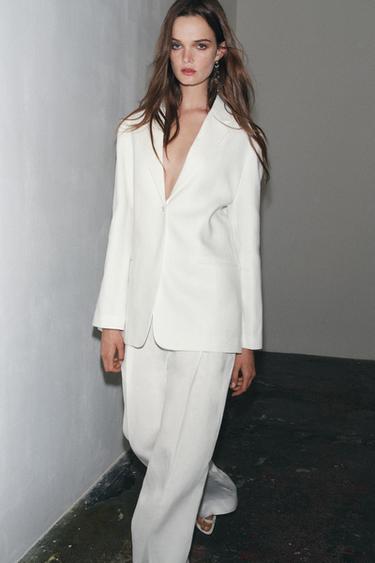 ZW COLLECTION LINEN BLEND BLAZER - White by Zara - Image 0