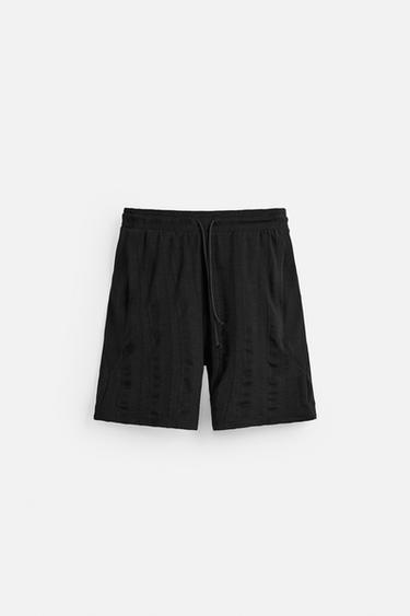 TEXTURED JOGGER BERMUDA SHORTS - Black by Zara