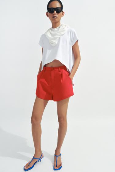 ZW COLLECTION BERMUDA SHORTS WITH DARTS - Intense red by Zara
