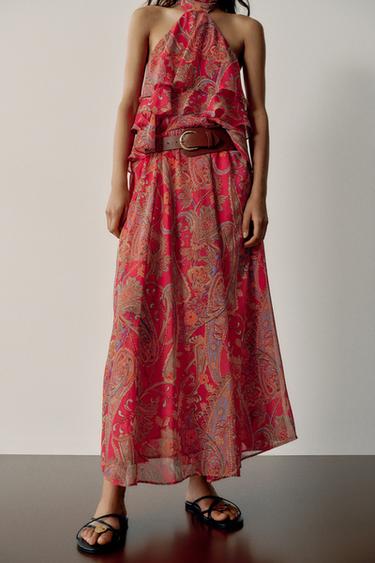 PRINTED BELTED SKIRT - Multicoloured by Zara
