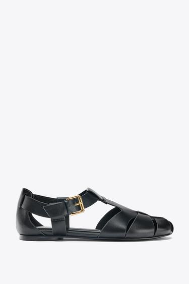 FLAT CAGE SANDALS - Black by Zara - Image 0