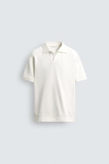 VERTICAL TEXTURED POLO SHIRT - Oyster-white by Zara