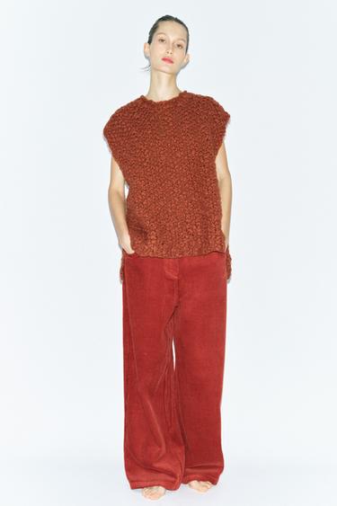 OVERSIZE TEXTURED KNIT VEST - Terracotta by Zara - Image 0