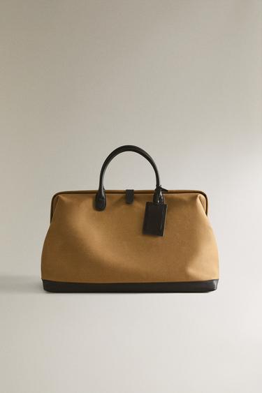 COTTON TRAVEL BAG WITH BUTTON - Beige by Zara