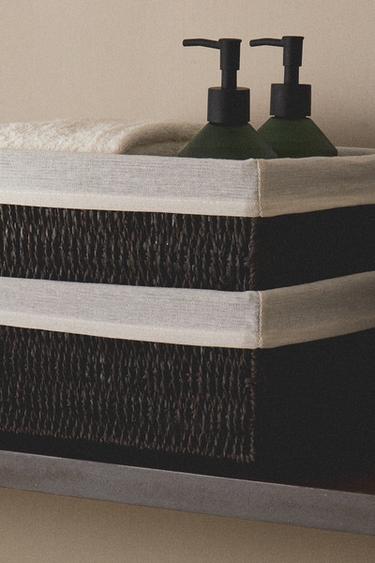 RECTANGULAR BASKET WITH COTTON LINING - Brown by Zara