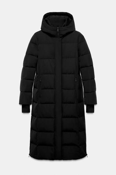 EXTRA LONG WATER-REPELLENT WINDPROOF HOODED DOWN PUFFER JACKET - Black by Zara