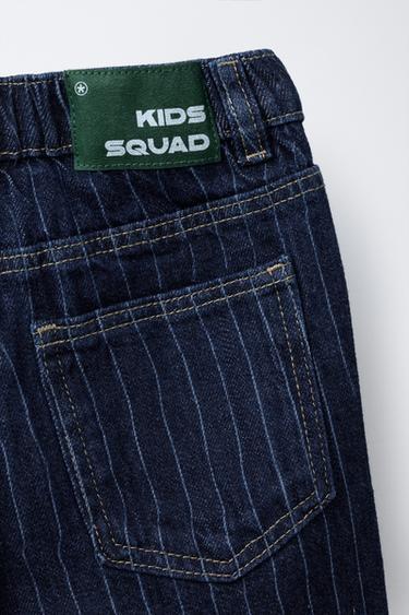STRIPED BAGGY JEANS - Blue by Zara