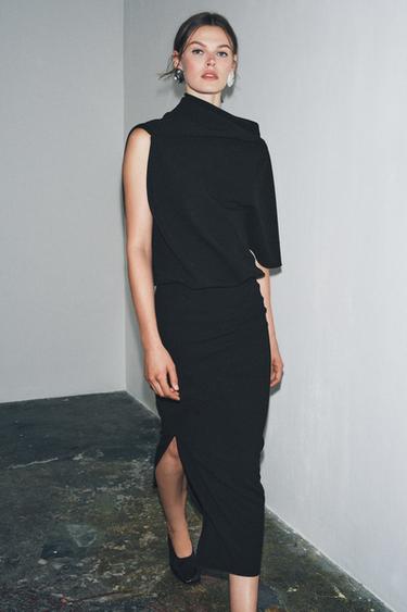 ZW COLLECTION ASYMMETRIC DRESS - Black by Zara