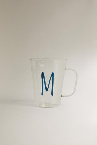 BOROSILICATE MUG WITH INITIAL M - Petrol blue by Zara - Image 0