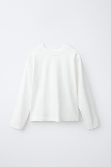 PLAIN LONG SLEEVE T-SHIRT - White by Zara