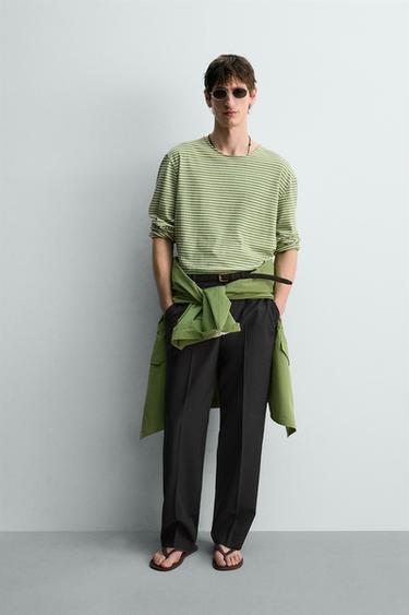 JACQUARD STRIPED T-SHIRT - Green by Zara