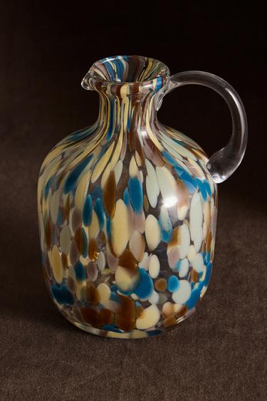 COLOURED GLASS JUG - Sand / Blue by Zara