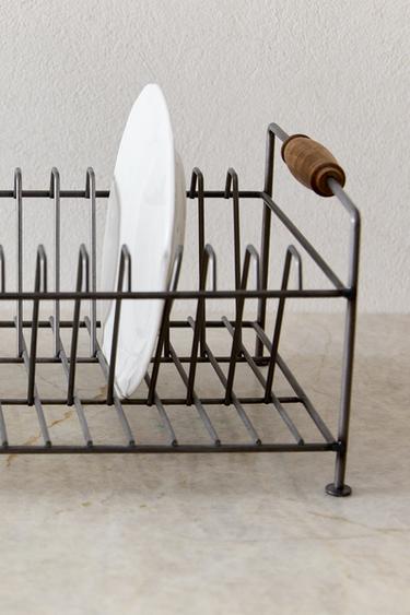 IRON AND ACACIA WOOD DISH DRAINER - Steel by Zara