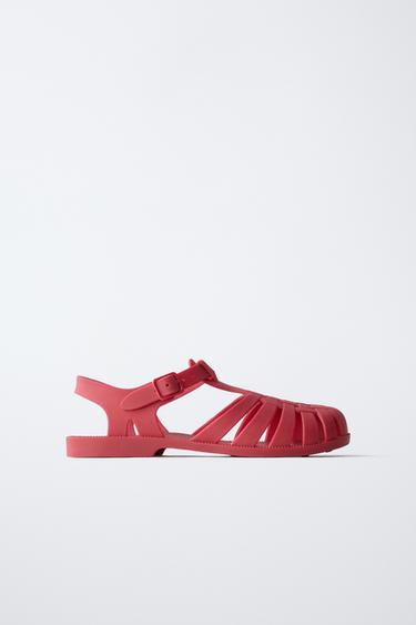 RUBBERISED CAGE SANDALS - Red by Zara