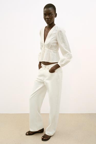 EMBROIDERED ROMANTIC BLOUSE - Ecru by Zara