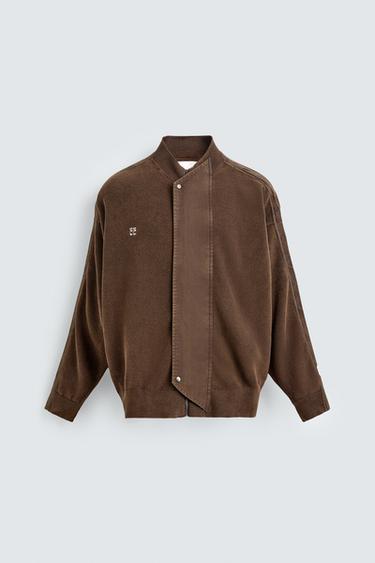 WASHED KNITTED CARDIGAN WITH STRIPES X SR_A - Brown by Zara