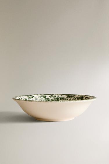 FLORAL EARTHENWARE BOWL - Dark olive by Zara
