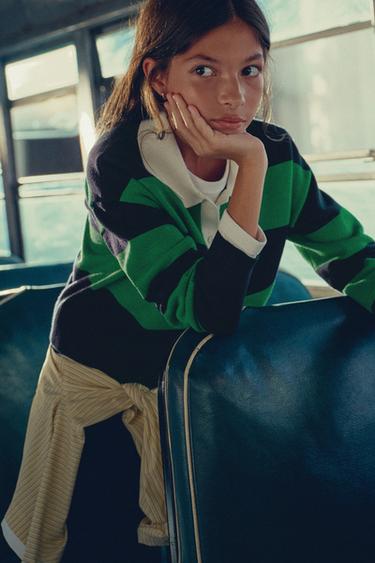 STRIPED POLO COLLAR JUMPER - striped by Zara