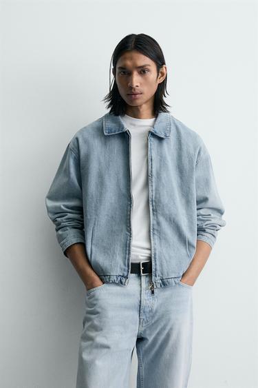 ZIP-FRONT DENIM JACKET - Light blue by Zara