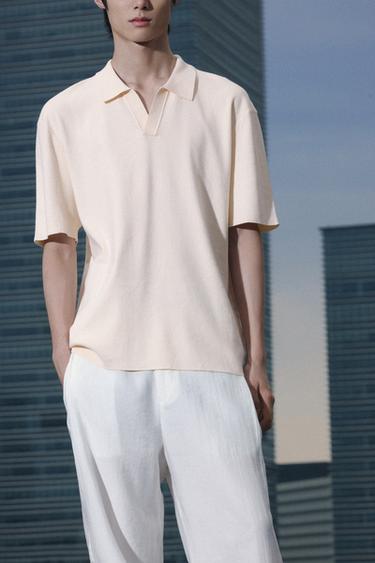 VISCOSE BLEND KNIT POLO SHIRT - Ecru by Zara