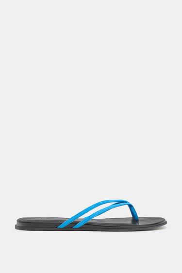 LEATHER STRAPPY SANDALS - Blue by Zara