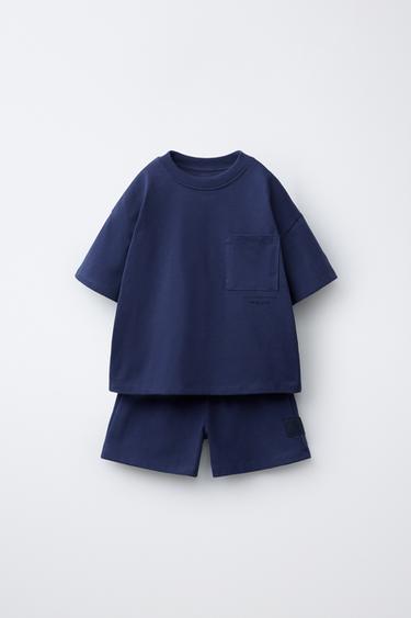 PLAIN JOGGING T-SHIRT AND BERMUDA SHORTS SET - Blue by Zara
