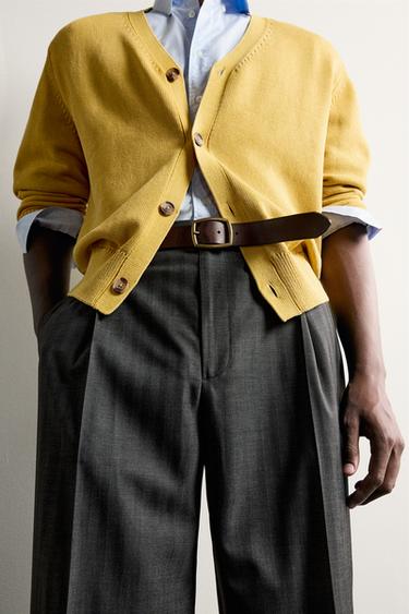 STRIPED PLEATED RELAXED FIT TROUSERS - Grey by Zara