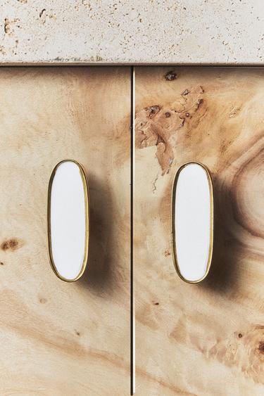 PACK OF OVAL MARBLE DOOR KNOBS (PACK OF 2) - Golden by Zara