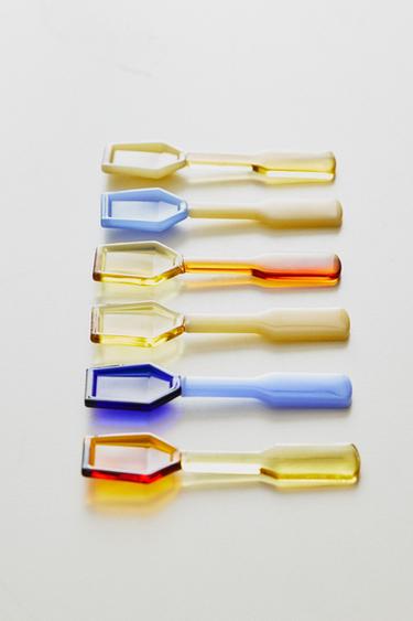 PACK OF COLOURED BOROSILICATE ICE CREAM DESSERT SPOONS (PACK OF 6) - yellow by Zara
