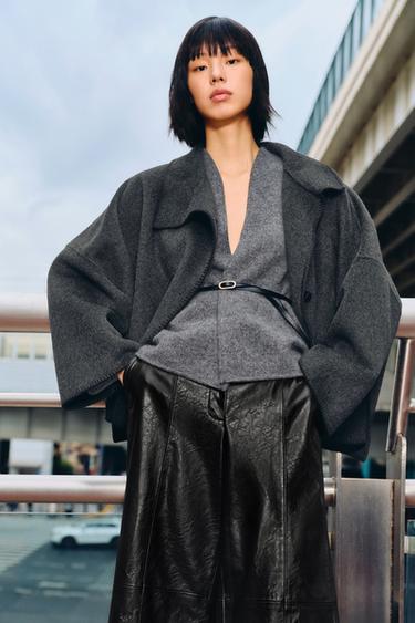 ZW COLLECTION WOOL JACKET - Dark grey by Zara