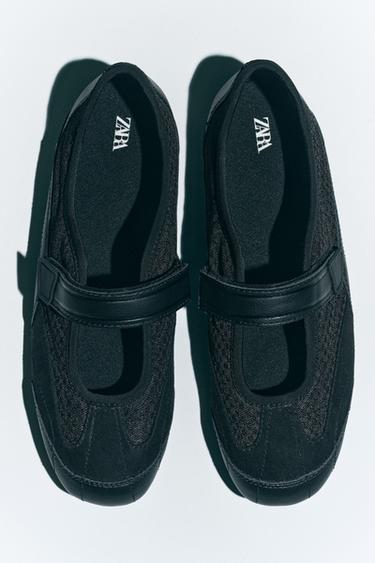 MESH SPORTY BALLERINAS - Black by Zara - Image 0