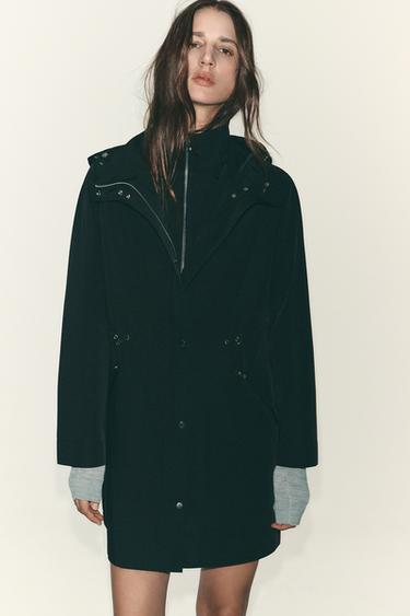 ADJUSTABLE WAIST HOODED JACKET - Black by Zara