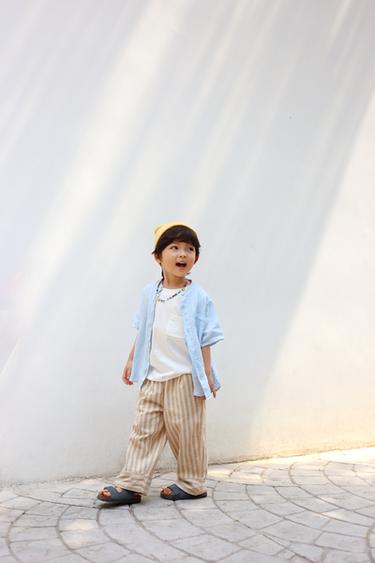 STRIPED STRAIGHT-LEG TROUSERS - striped by Zara