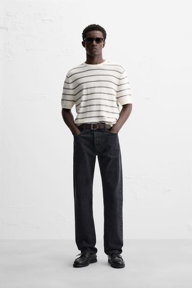 STRIPED KNIT TOP - Grey / Natural by Zara - Image 0