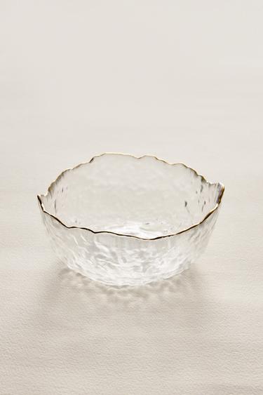GLASS SALAD BOWL WITH RIM - Gold by Zara