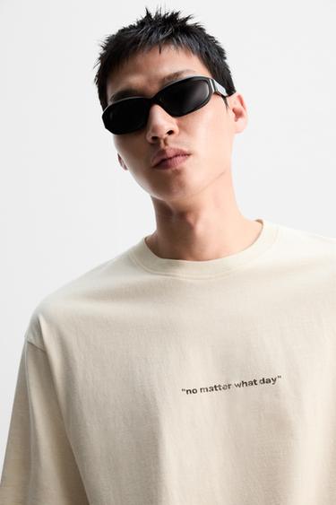 WASHED PRINT T-SHIRT - Ecru by Zara