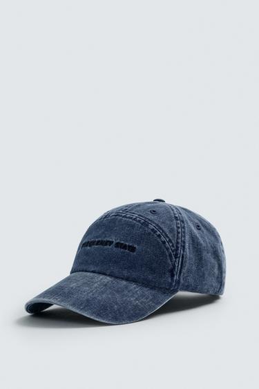 WASHED CAP WITH EMBROIDERED TEXT - Blue by Zara