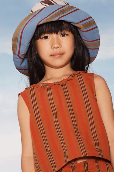 LIMITED EDITION STRIPED RUFFLE TOP - Brick by Zara